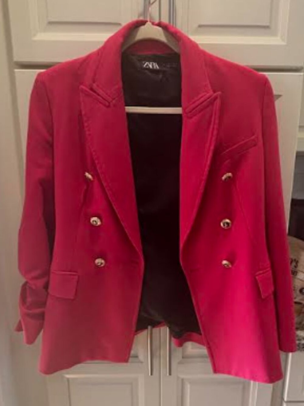 Zara Fuchsia Pink Double-Breasted Blazer – Size Small
